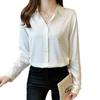 Brand 2025 New Design White Jacquard Silk Satin Long Sleeve Shirt