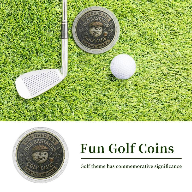 1 Stück Over Par Old Bastards Golfmünze Lustige Golf-Herausforderungsmünze Lebenslange Golfschläger-Mitgliedermünzen Lustige Geschenke für Golfliebhaber