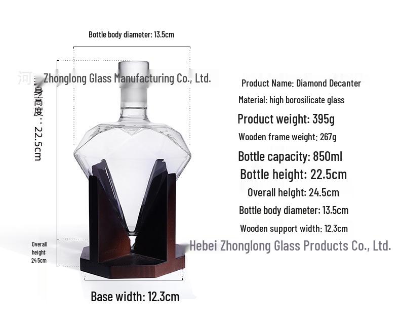 Diamond-Shaped Whiskey Decanter and Glass Set.