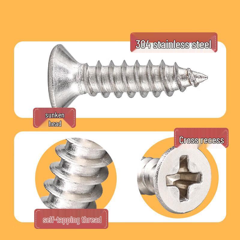 Tidong 304 Stainless Steel Flat Head Phillips Self-Tapping Screws