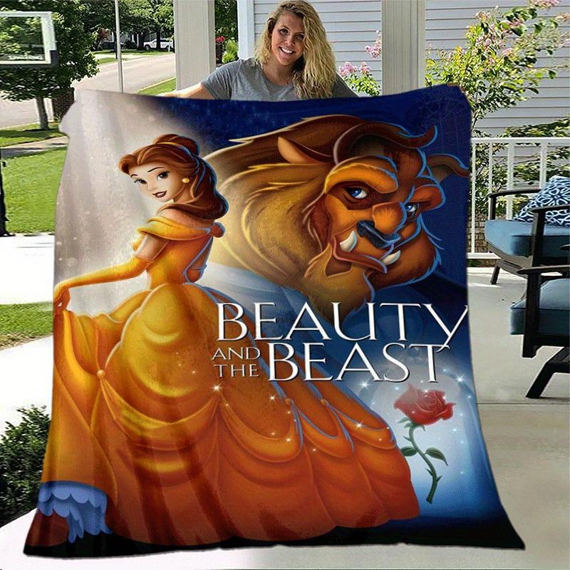 1pc Beauty and The Beast Printing Blanket - Soft, All-Season Throw for Office Blanket, | Personalized Gift with Adorable Cartoon Design