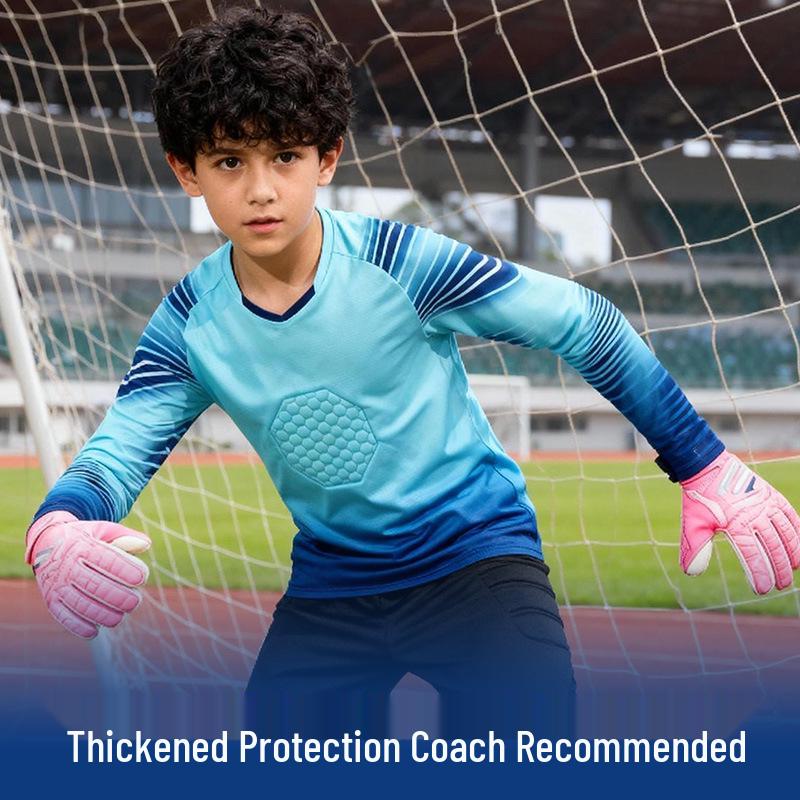 Kids' Long-Sleeve Goalkeeper Uniform with Chest Protection for Football Training