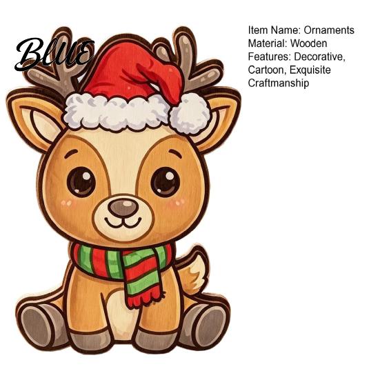 Christmas Gift for Scarf Cartoon with Santa Elk Figurine Friends Wooden Hat And Deer Tabletop