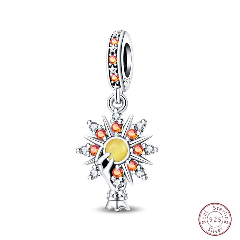 Copper Beaded Pendant Sun Moon Star Magic Tarot Vitality Suitable For Original 3Mm Bracelet Women Exquisite Jewelry