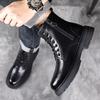Fashion High Quality Brand Men's Leather Casual Shoes Outdoor Workwear Shoes Thick Soled Wear-resistant Men's Motorcycle Boots Handsome