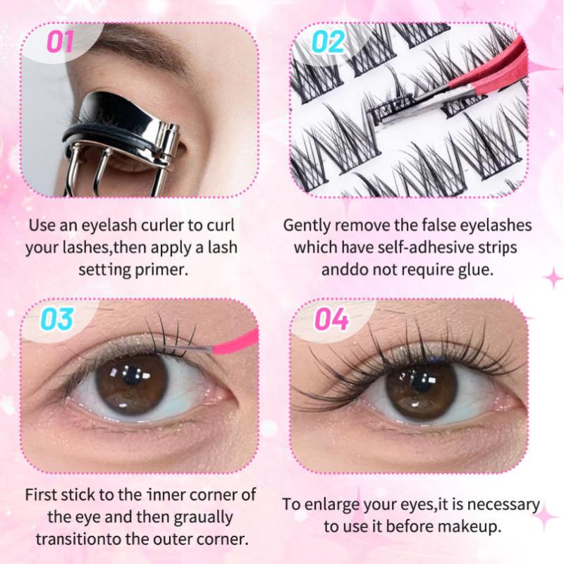 Stylish False Eyelashes Inspired Design Comic Fluffy Clustered Slender Self-Adhesive Segmented Lashes Perfect For Everyday
