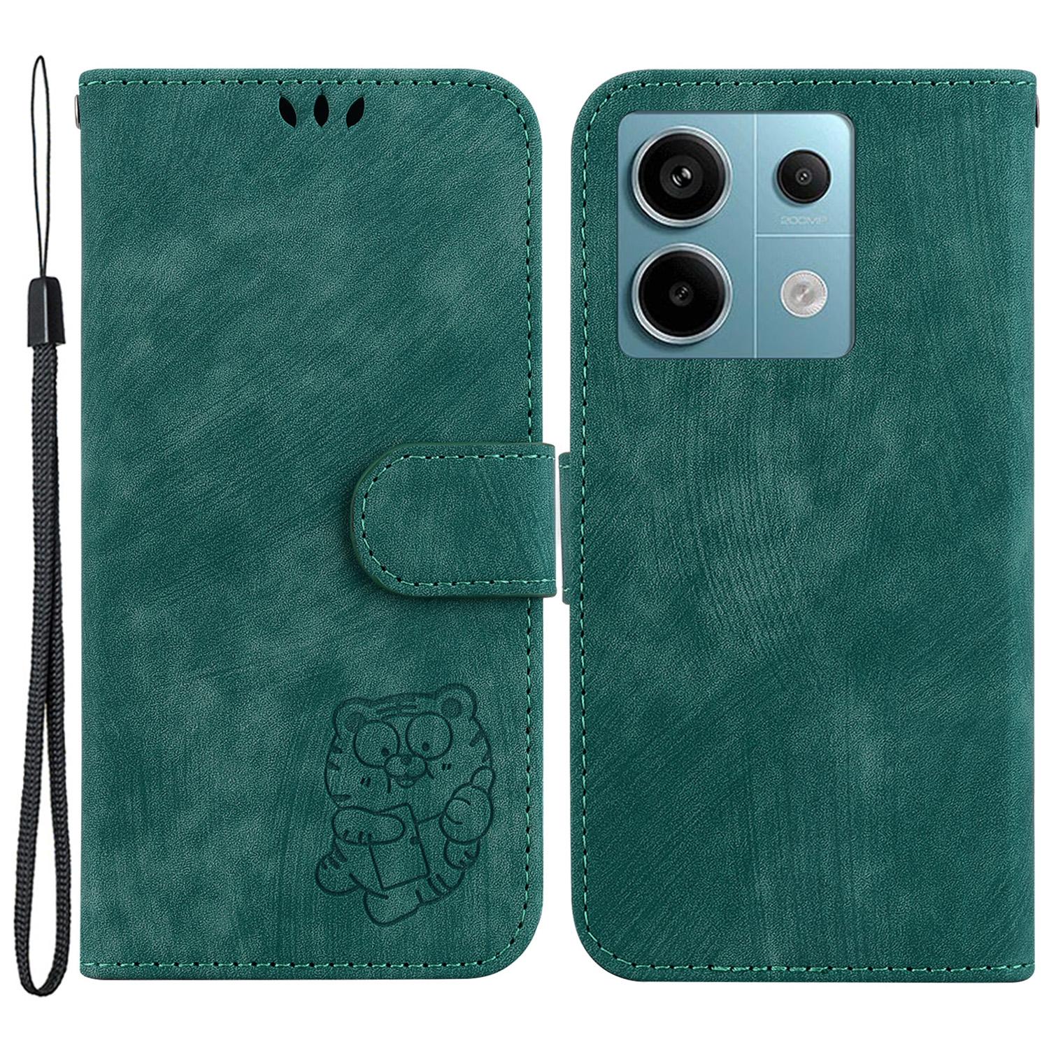 

Для Xiaomi Redmi Note 13 Pro 5G/Poco X6 5G Чехол-книжка из ПУ кожи с кошельком и подставкой, с тигровым узором Green