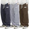 Herbst Herren Cord Freizeithose Mode Locker Geschnittene Hose Gerade Jogginghose Elastischer Bund Kordelzug Outdoor Streetwear