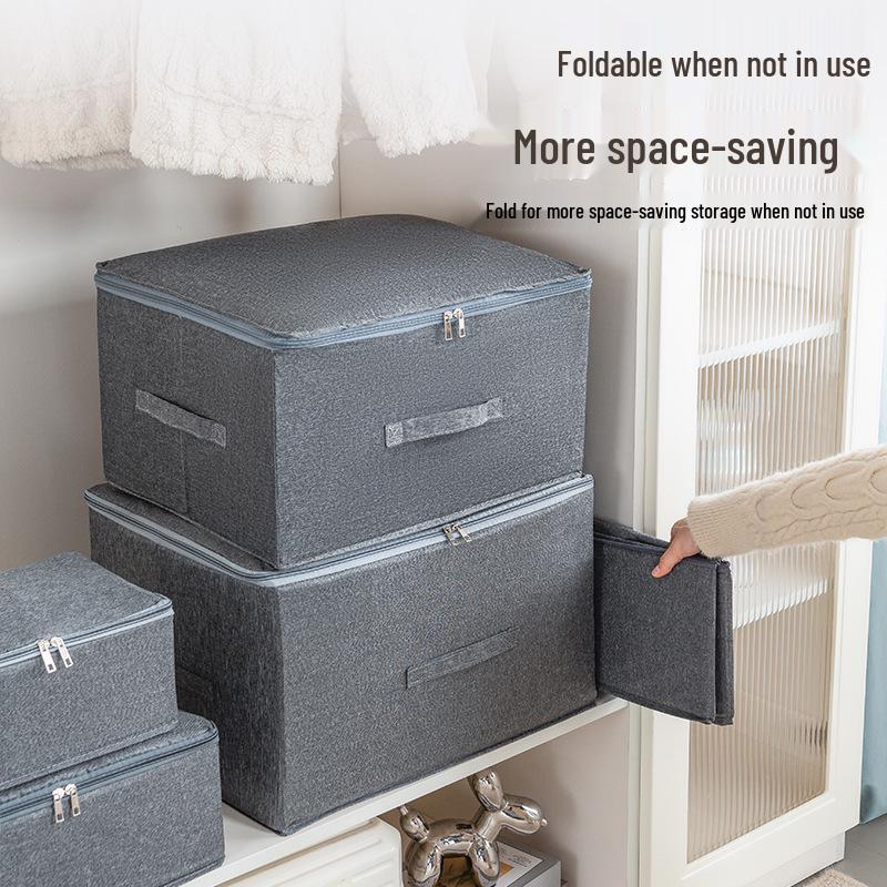 Foldable Dustproof Clothes Storage Box with Lid for Wardrobe