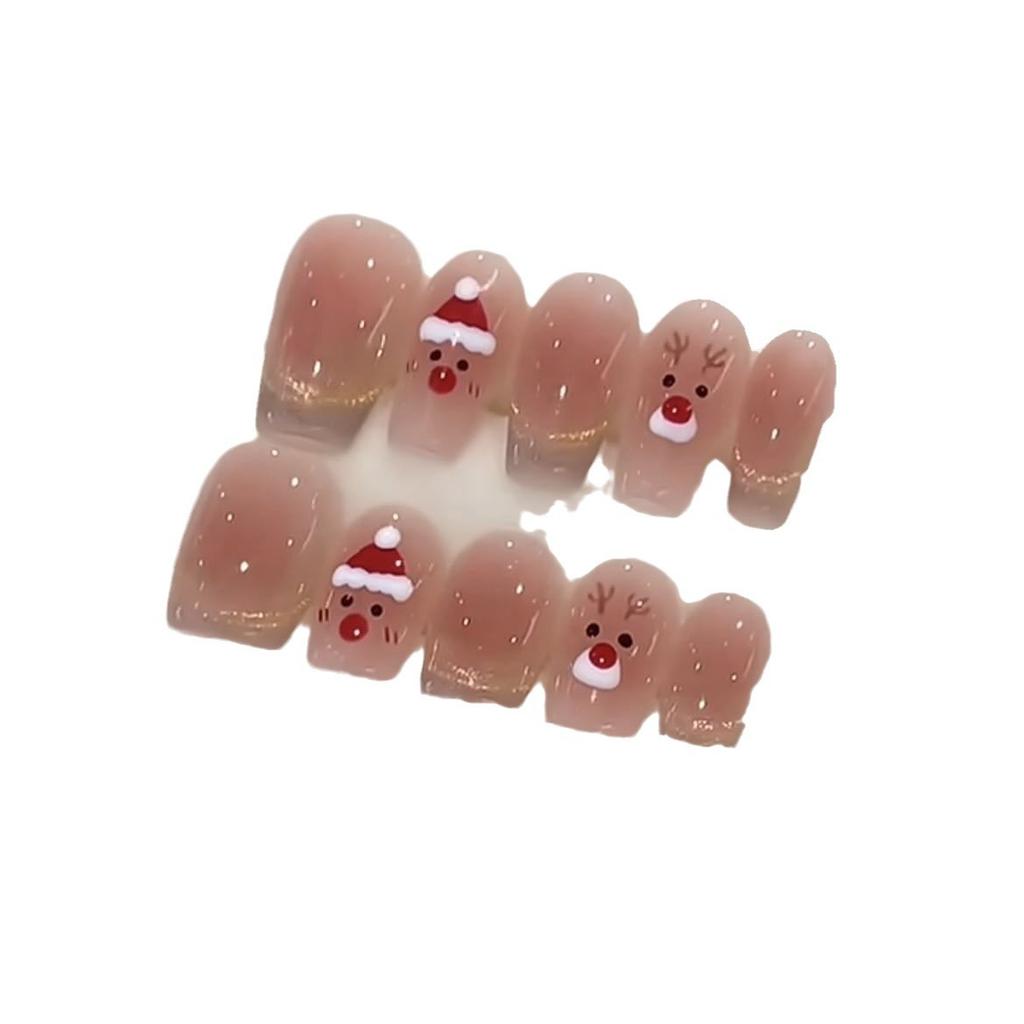 Pure Handmade Phototherapy Manicure Santa Claus Wears Nails Finished Cat Eye Nail Patches To Show Whiteness and Temperament