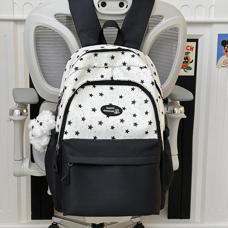 Schoolbag cute contrasting color backpack female star cute small fresh backpack student schoolbag high value simple leisure bag