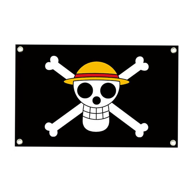 

One Piece Pirate Skull Flag Home Bedroom Wall Decor Banner Painting Luffy Straw Hat Pirates Flag Toy Gifts (As shown-27544)-