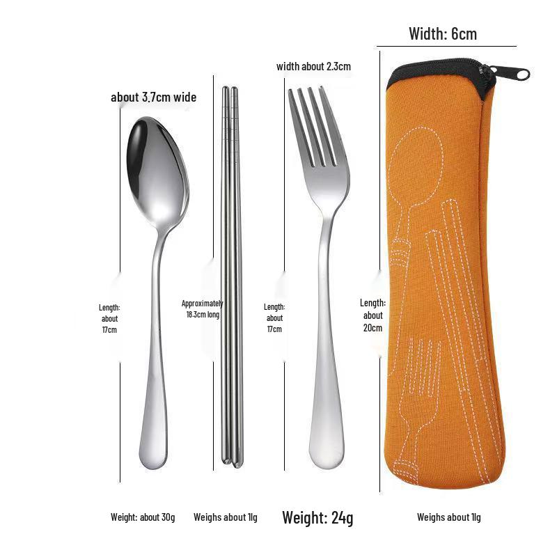 Stainless Steel Cutlery Set: Knife, Fork, Spoon & Chopsticks - Portable 4-Piece Set for Students, Travel, & Gifts