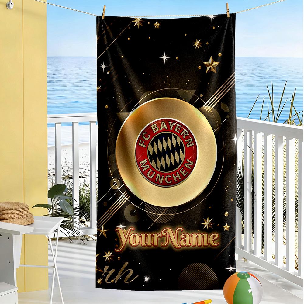 Bayern Munich Customize Text Beach Towel Quick-Dry Soft Microfiber Ideal for Travel Outdoor Swim Pool Yoga Surf Camping Hiking Gym Gift Holiday