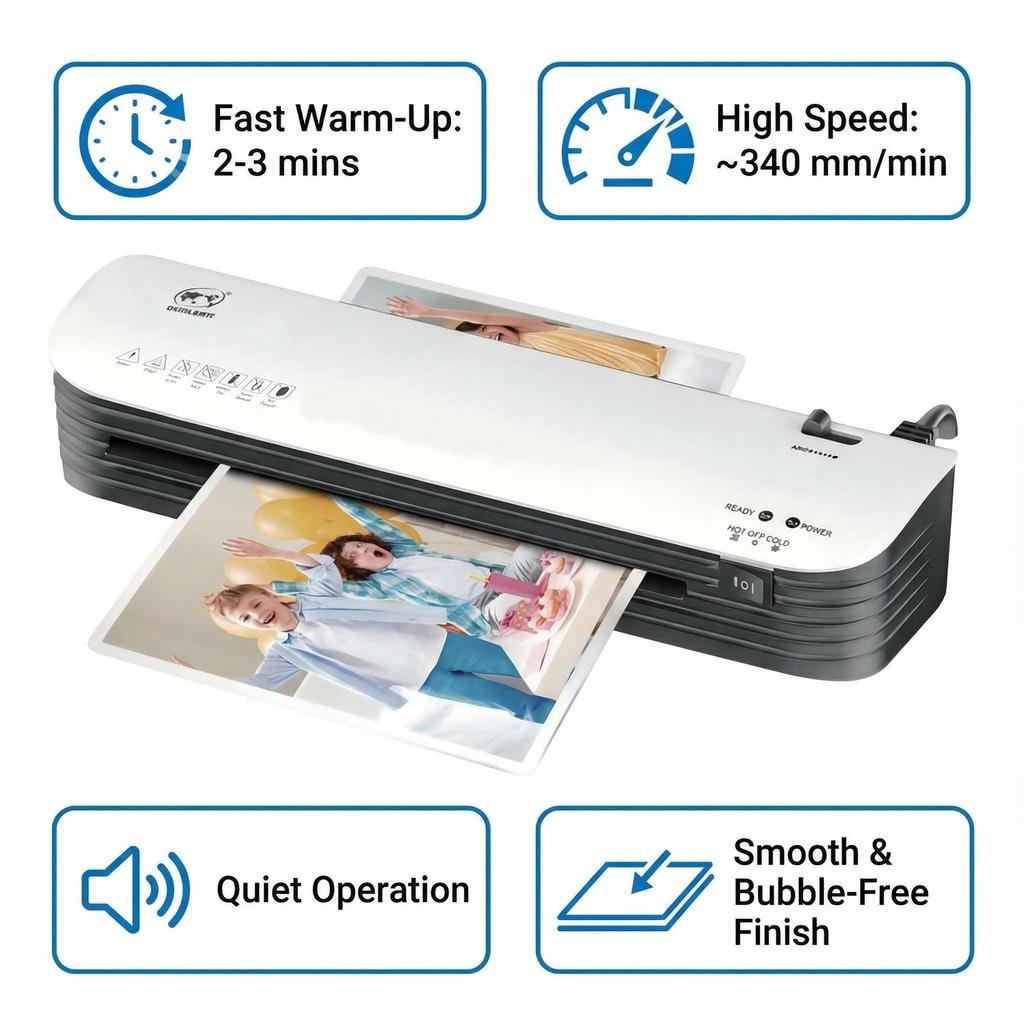 OSMILE SL299 A4 Laminator Machine - Fast Warm-Up (2-3min), Jam Release Lever, Compact Home & Office Document Protector