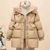 Women's Premium Composite Fabric White Duck Down Jacket with Bead Detailing, Thickened and Slim-Fit Design