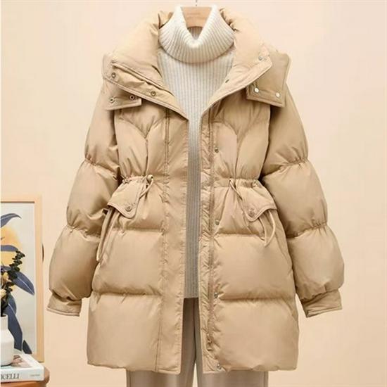 Women's Premium Composite Fabric White Duck Down Jacket with Bead Detailing, Thickened and Slim-Fit Design