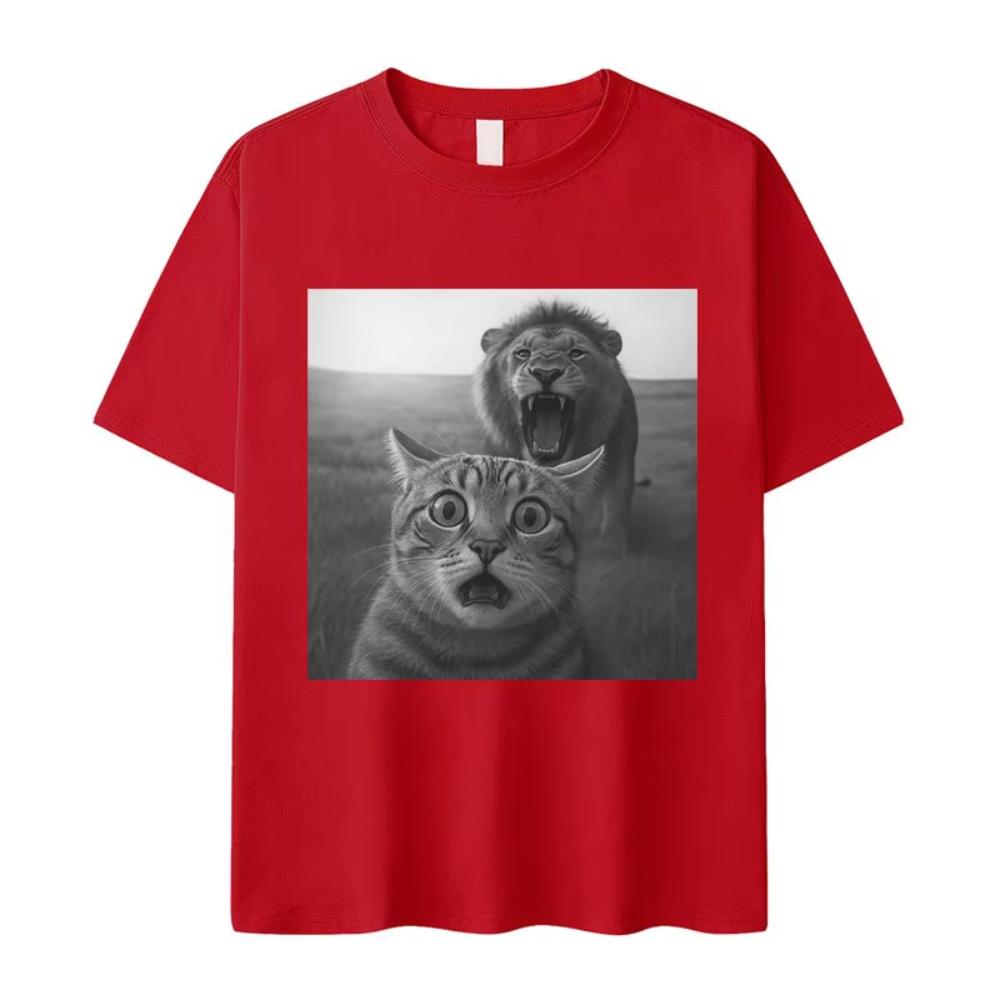 Humor Cat High Quality Print Shortsleeved Tshirt Mens Cozy Pop Oversized Tshirts Summer Casual Y2K Tops Hot Sale Streetwears
