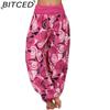 BITCED 15 Color Women Casual Elastic Waist Plus Size Print Long Trousers Straight Loose Long Pants Haren