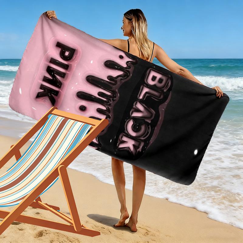 BlackPink Print Beach Towel, Large Soft Quick Dry Towel for Beach Camping Swimming