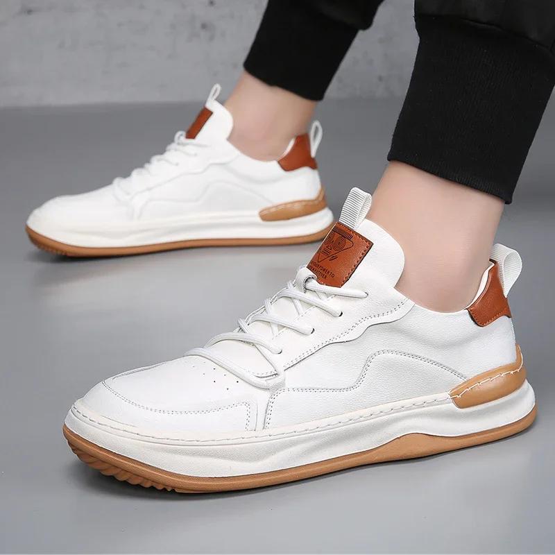 New Men's Casual Shoes Genuine Leather Sneakers Fashion Designer Handmade Men Shoes Soft Sport Designer Zapatos De Hombre 2024