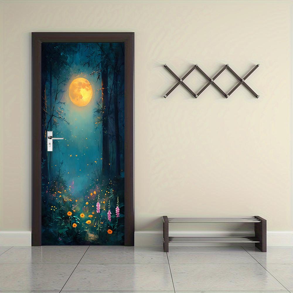 1pcs Dream Forest Moonlight Door Stickers, 3D Fluorescent Wall Stickers, Children's Room Bedroom Living Room Decoration Stickers