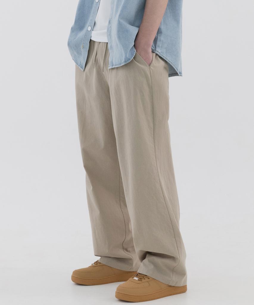 PIANER Linen-Like Semi-Wide Pants (Beige)