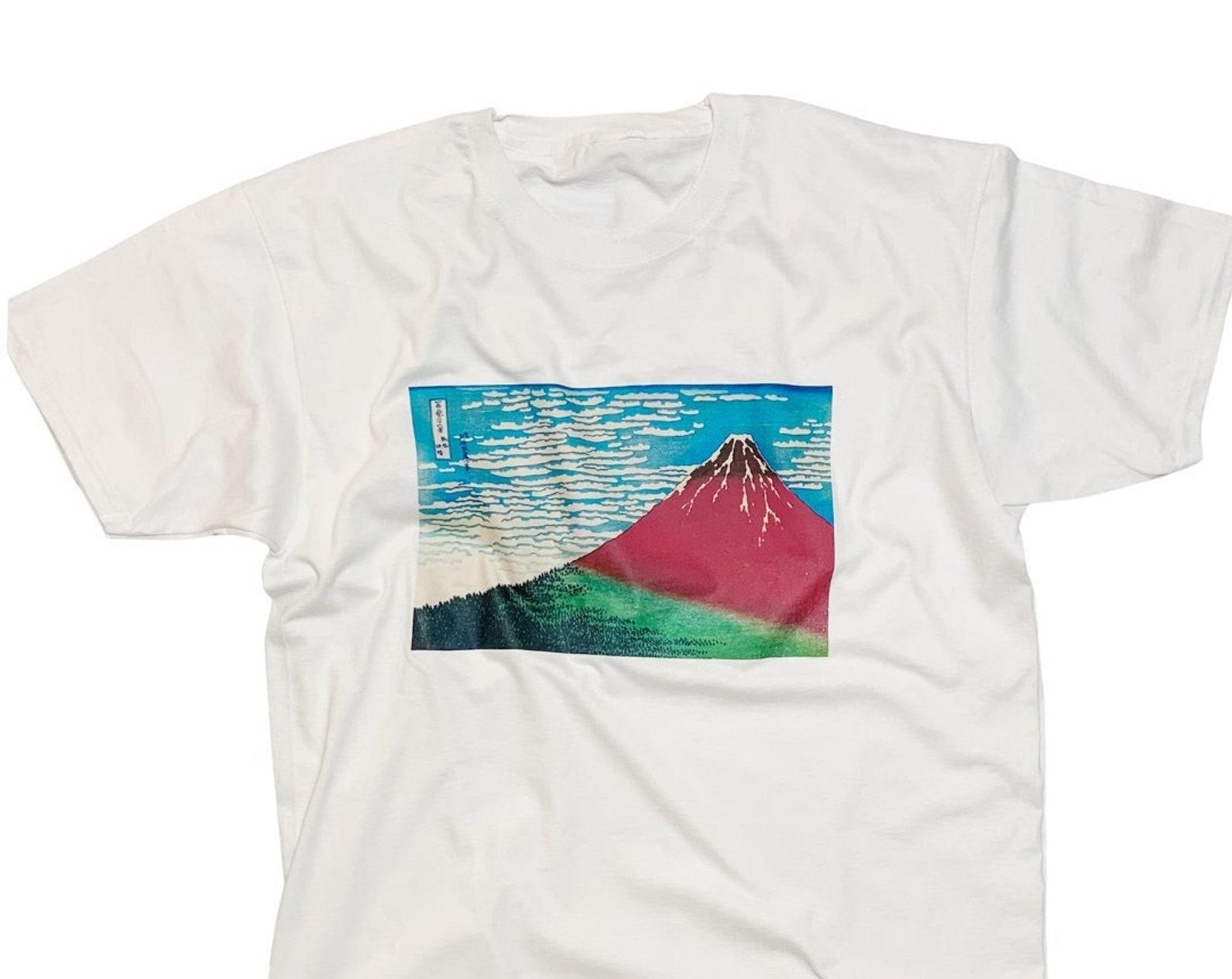 Japanese Art T-Shirt, Red Fuji Shirt, Fine Wind, Clear Morning by Hokusai L