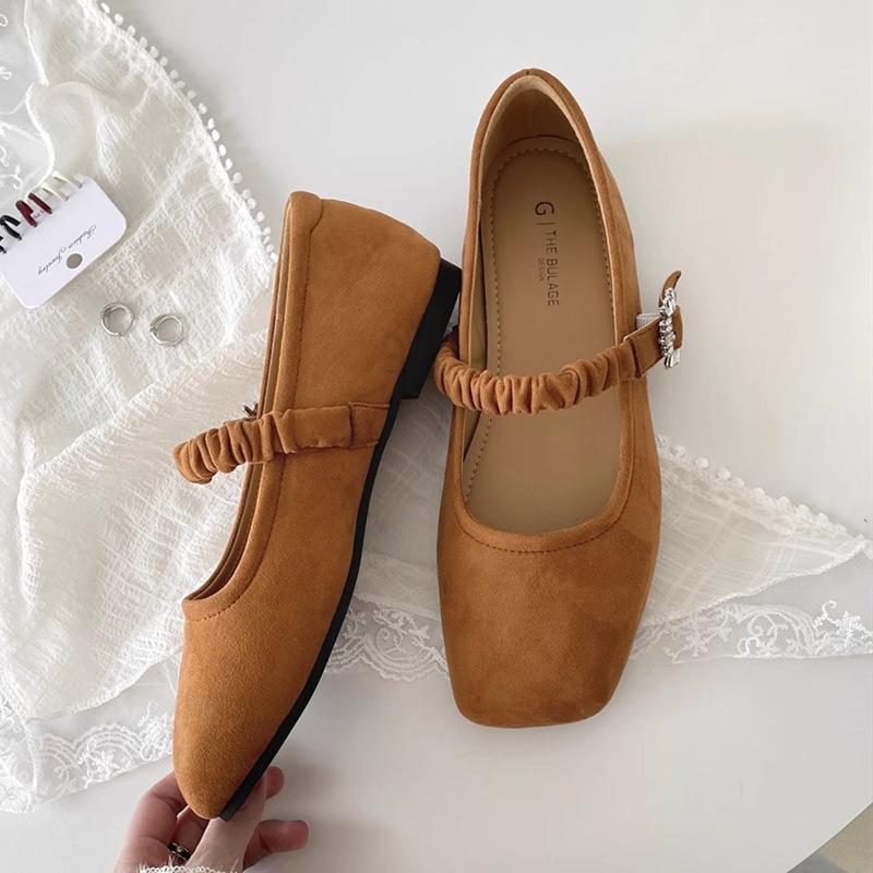 

Нежный сказочный вечерний ветер балетки одинарки девушка 2025 весна и осень милые с мелким вырезом слово с туфлями Мэри Джейн 40 коричневый