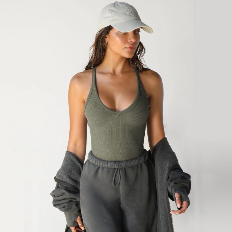 

Spring and Summer Knitted Undershirt Women s Decorative Top Underwear Bottoming Shirt L темно-зелений колір