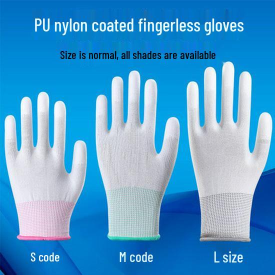 Anti-Static White Carbon Fiber Nylon PU Coated Gloves - Dust-Free, Wear-Resistant, Protective & Labor-Safe