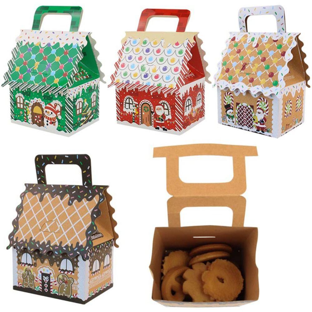 10PCS House Shape Gift Box Kraft Paper Christmas Tree Pendant  Christmas Party Decoration