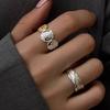 Niche Design Ancient Coin Character Skewer Ring 925 Silver Ins Fashion Personality Ring Light Luxury Index Finger Ring