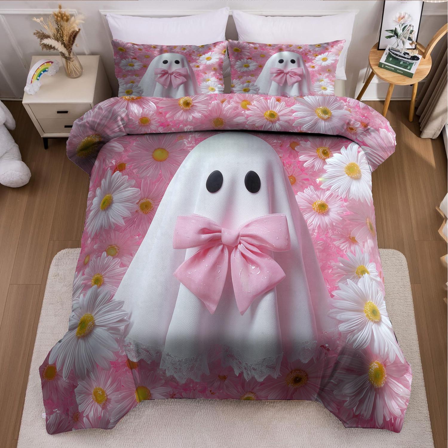 

3pcs Halloween Pumpkin Monster Duvet Cover Set without Core Quilt Cover with 2 Pillowcases Soft and Machine Washable Duvet Cover EU Twin(135x200cm)