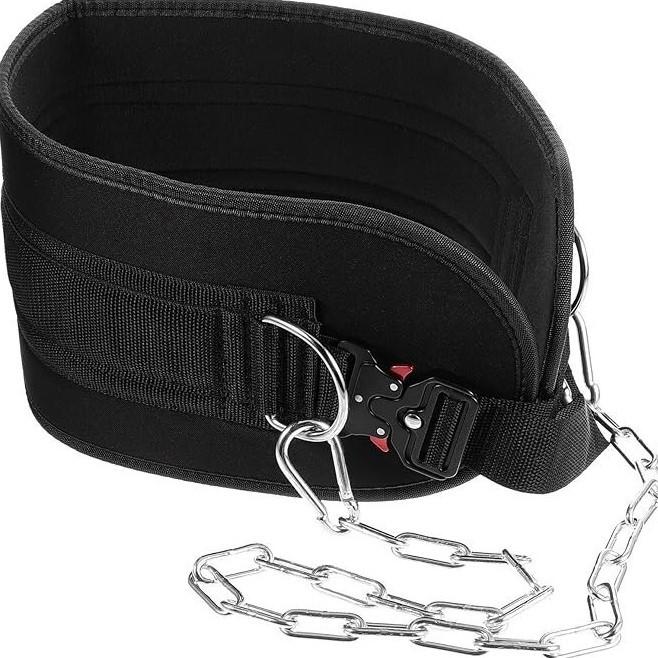 Pull-up & Weightlifting Waist Support Belt with Iron Chain for Strength Training