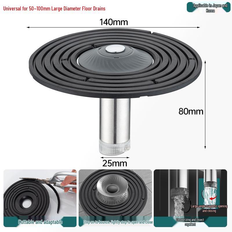 Odor-Proof All-Copper Floor Drain with Anti-Backflow Sealing Cover for Bathrooms