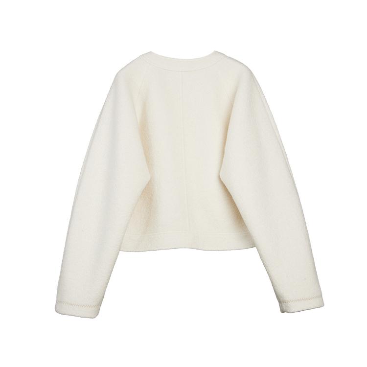 ELLE French Style Sheepskin Wool Oversized Fashion Design Casual Versatile Long Sleeve Woolen Top Cropped Jacket Women jackets EF63143