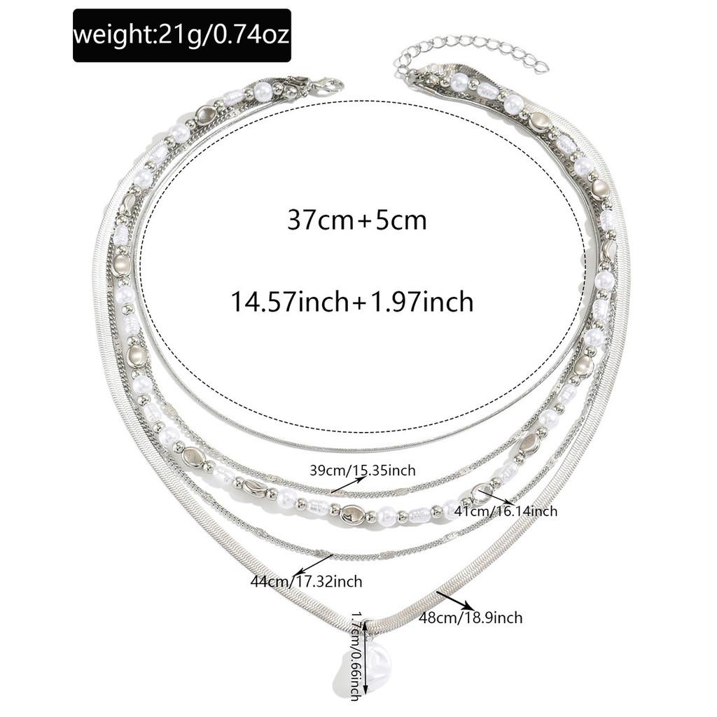 Vintage French Faux Pearl Layered Necklace For Women With Geometric Design And Style Accessory