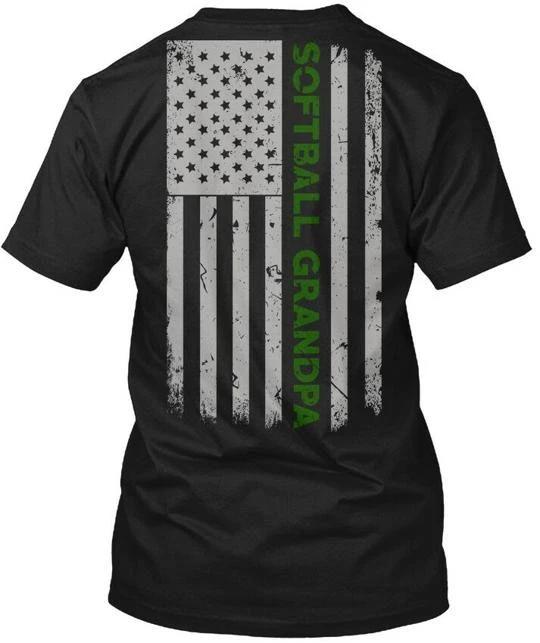 

Softball Grandpa Us Flag Pride T shirt Made in the USA Size S to 5XL 4XL