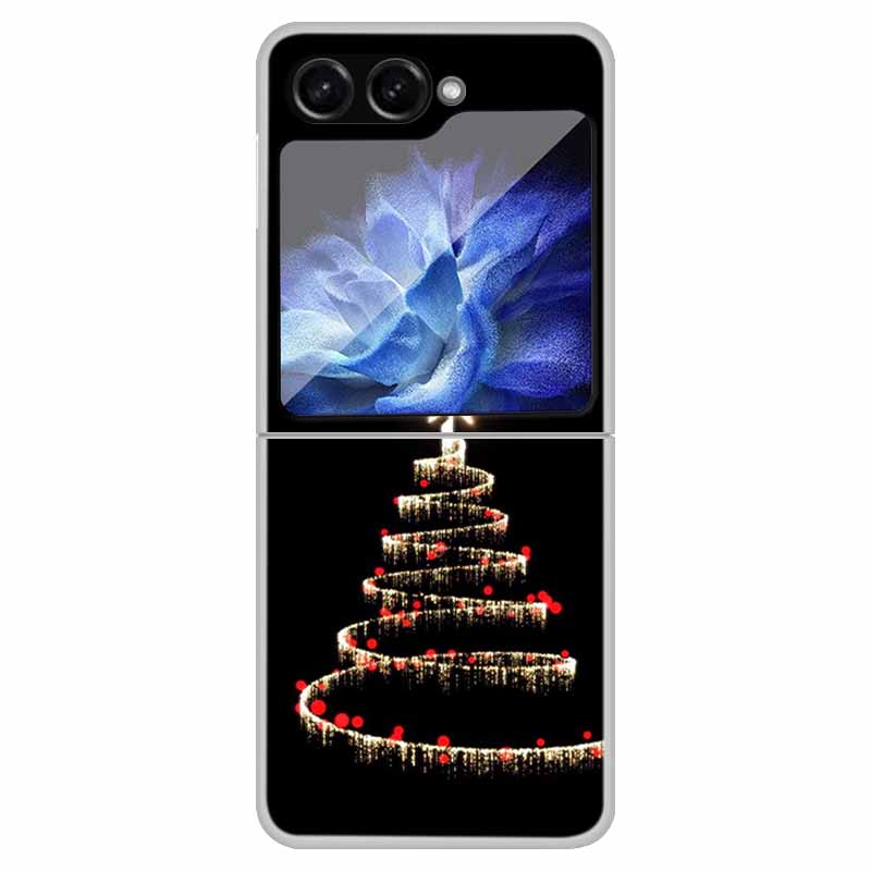 For Samsung Galaxy Z Flip 6 5 4 3 Case Christmas Cute Clear Hard Plastic PC Folding Back Cover For Samsung Z Flip6 Flip5 Flip4