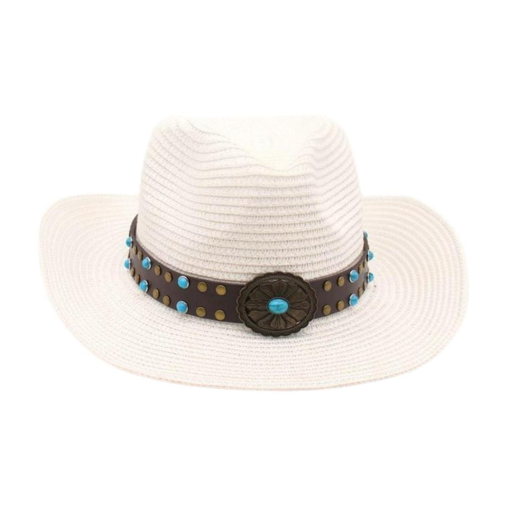 Western Cowboy Hat Famous Wind Beach Travel Straw Hat Hand-Woven Breathable Straw Hat