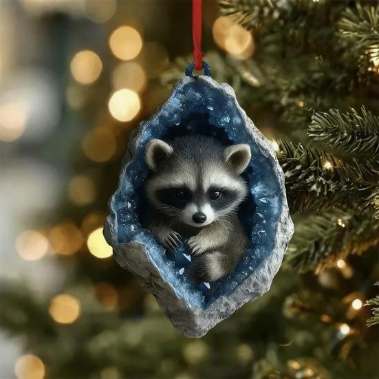 Christmas Countdown Calendar Box 24-Day Advent Calendar Acrylic Forest Animal Hanging Decorations Festive Atmosphere Enhancer