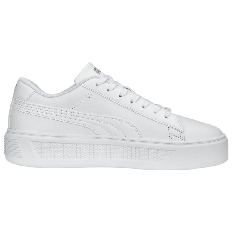 PUMA Platform V3 Women Low Skate Shoes White Silver 390758-01