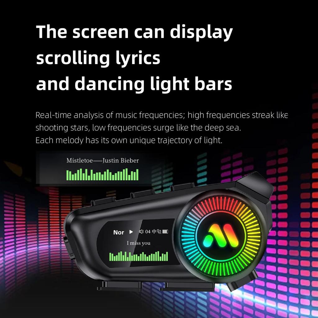 Bluetooth Motorcycle Helmet Headsets Wireless Communication Riding Earphones BT 6.0 FM Radio LED Display TF Card Support