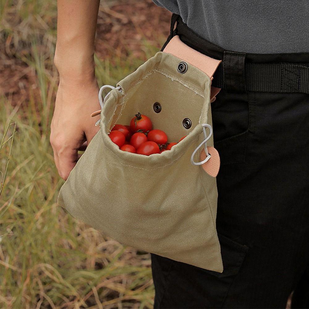 Collapsible Canvas Storage Bag Waxed Canvas Tool Waist Pack Outdoor Foraging Bag  Garden Harvest