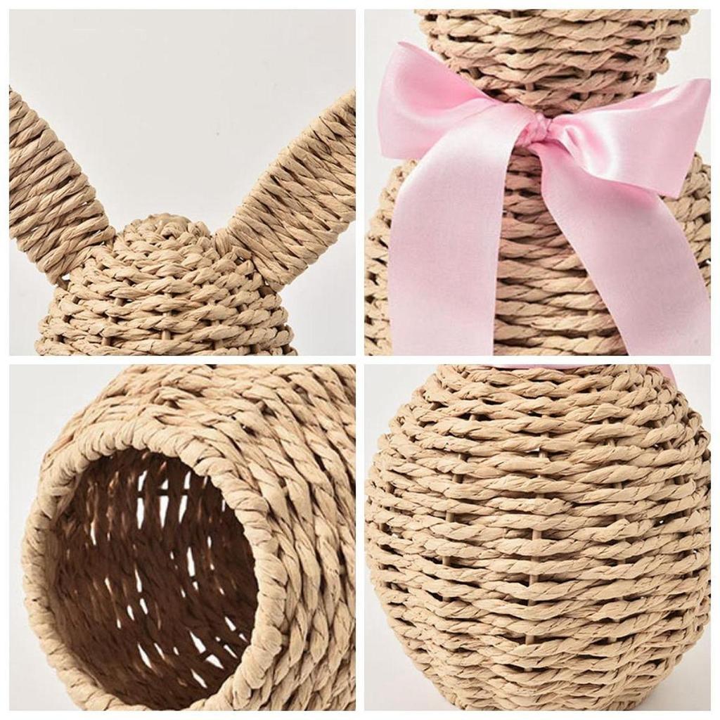 Woven Easter Bunny Ornament, Centerpiece, Gift Cute, Easter Decoration, Rabbit Decor, Desktop Decor for Holiday, Living Room