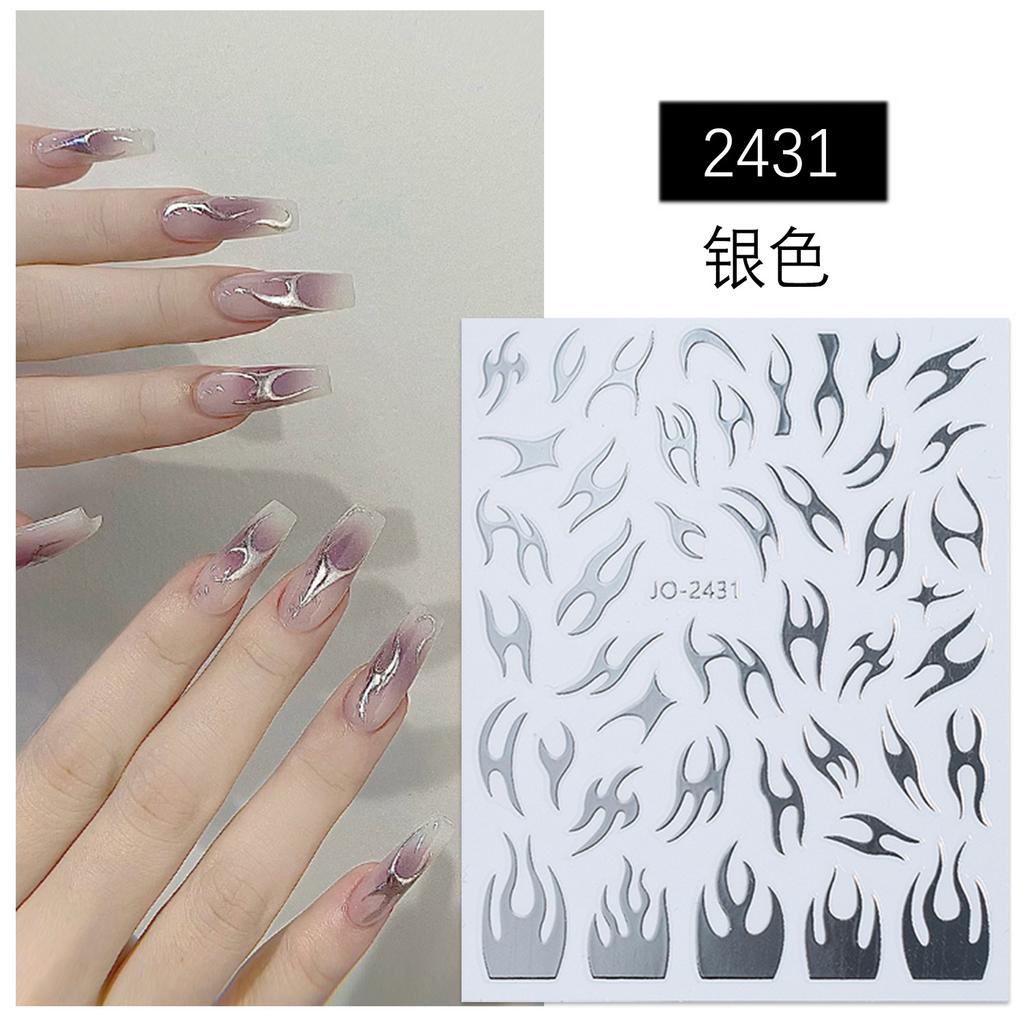 Mirror Thorns Flame Manicure Sticker Hot Gold And Silver Aurora Irregular Metal Nail Sticker Ornament