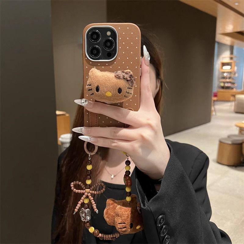 Retro KT Cat Apple 16ProMax Phone Case IPhone15Pro New 13 Women's Model 12 Soft Case 14 Bracelet XR