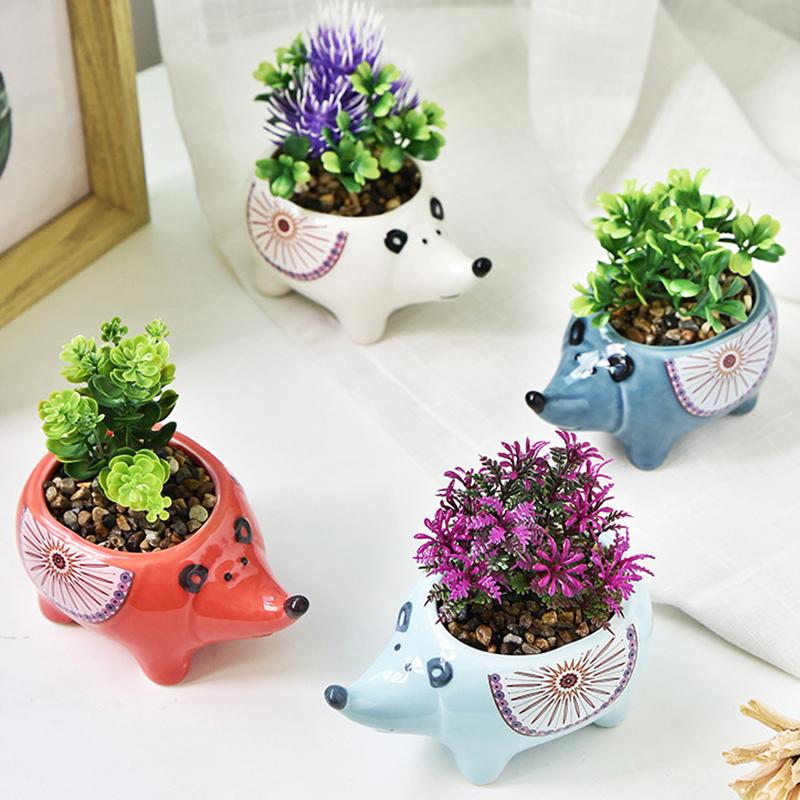Cute Hedgehog Succulent Pot Ceramic Flower Pot Planter Home Decor Indoor Decoration Desktop Ornaments Bonsai Plant Pot