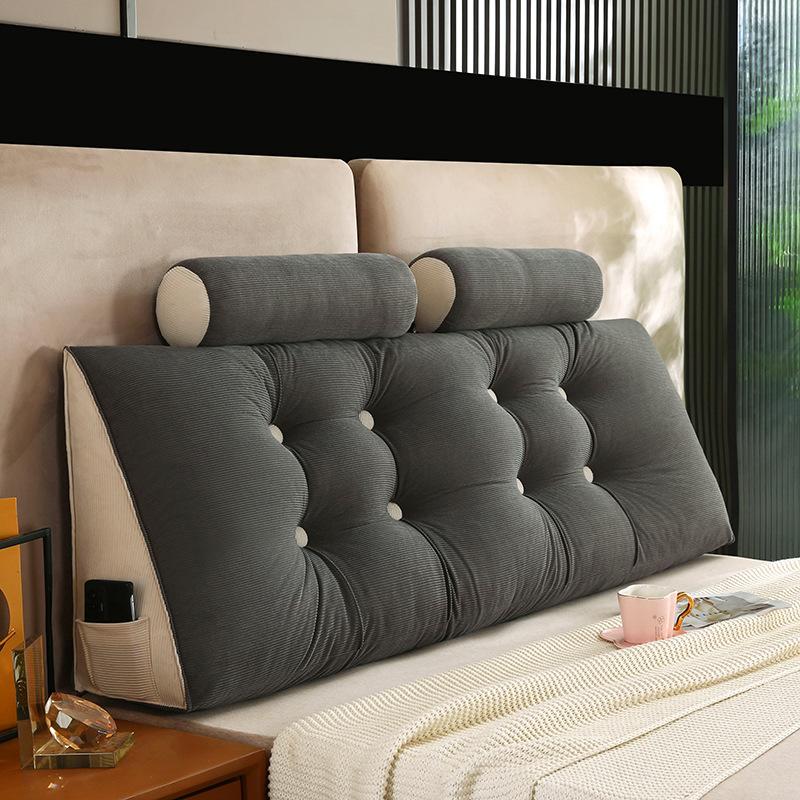 

Подушка для головы кровати, мягкая, поясничная, спинка, утолщенная, противоударная, подушка для дивана, съемная и моющаяся 120*50*20cm+2 pillows темно-серого